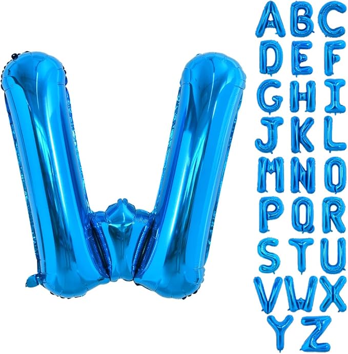 TONIFUL 40 Inch Large Blue Letter W Balloon - Giant Alphabet Foil Mylar for 2026 Graduation Birthday Party, Anniversary, New Year, Graduation Supplies Decorations