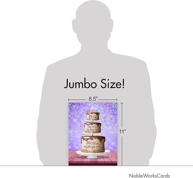 NobleWorks - Big Funny 101th Milestone Birthday Greeting Card 8.5 x 11 Inch with Envelope (1 Pack) Large Jumbo 101 Year Time Count J2774MBG
