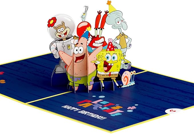 Lovepop Spongebob Squarepants Birthday Pop-Up Card for Her and Him - 3D Greeting Cards for Boys, Girls, Men, Women - 5" x 7" Card - Blank Notecard & Envelope Included