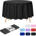 Kopokita 2 Pack Black Round Disposable Plastic Tablecloths 84 inch Party Table Covers