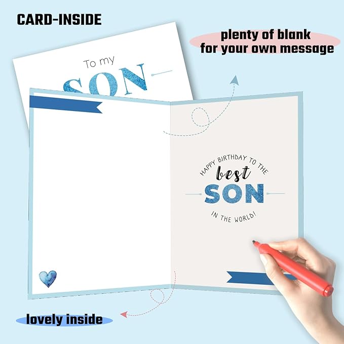 Birthday Card for Son - Son Birthday Card - Funny Birthdays Cards & Gifts for Adult Sons from Mom Dad - Birthdays Cards Sons B