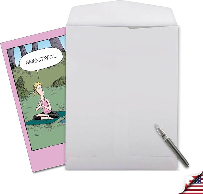 NobleWorks - 1 Big Funny Birthday Card Cartoon (8.5 x 11 Inch) - Jumbo Womens Comic Humor, Group Greeting Card with Envelope - Namastayyy J1777BDG