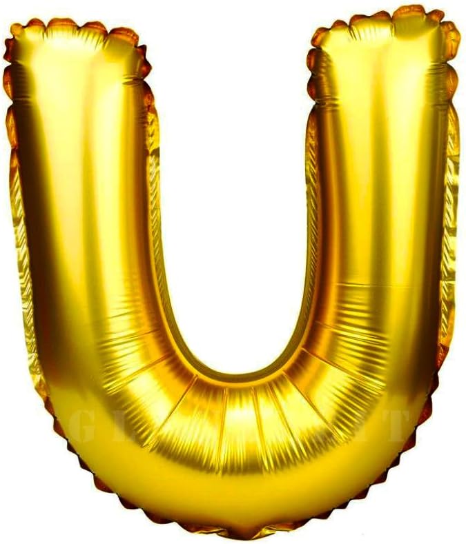 Glanzzeit 16 Inch Gold Balloons Decor Letters A to Z Numbers 0 to 9 for Wedding Prom Birthday Party (Letter U)