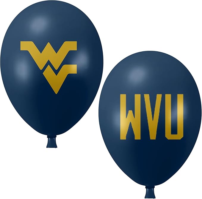 West Virginia Mountaineers Balloons 10 Pack 11" Official Licensed Logos, Helium Quality Latex Balloons, Perfect for College Football Team Celebration, Decorated Front and Back by Westrick