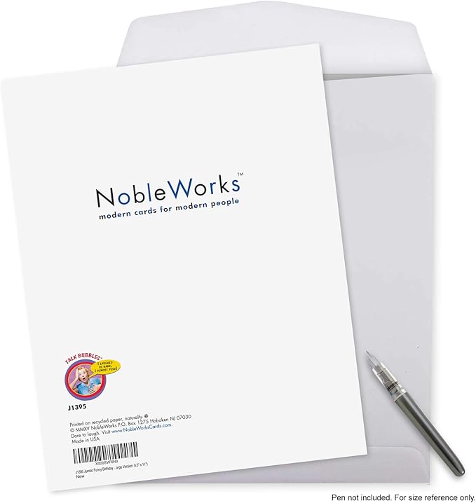 NobleWorks Big Funny Birthday Paper Card 8.5 x 11 Inch with Envelope (1 Pack) Large Bday A Recent Study J1395