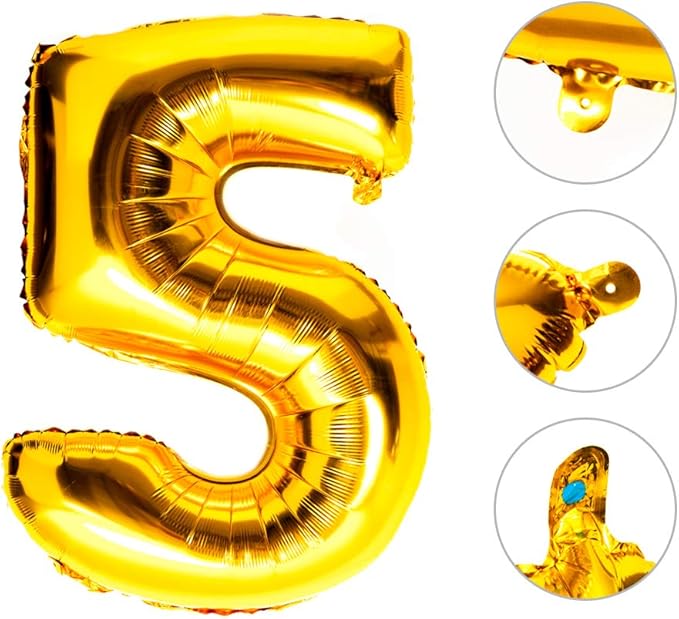 40 Inch Large Foil Helium Number Balloon Birthday Wedding Party 0-9 (Gold, 5)