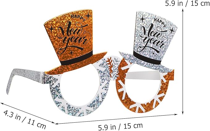 PRETYZOOM 9Pcs 2026 Happy New Year's Eve Eyeglasses: Year of Horse Glasses Nye Party Favor for 2026 Supplies Glitter Holiday Glasses Decorations