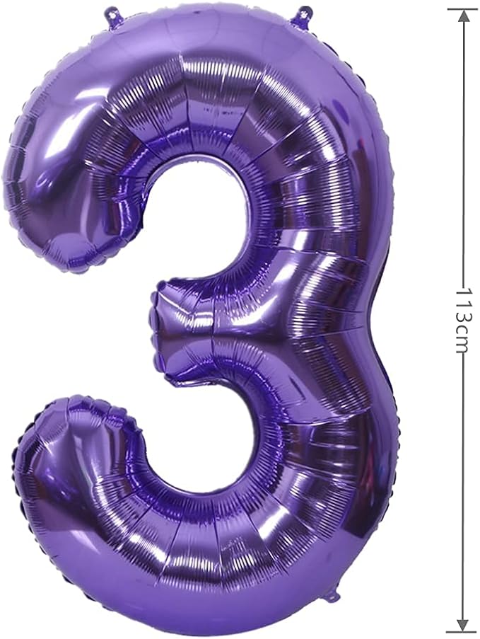 40 Inch Large Foil Helium Number Balloon Birthday Wedding Party 0-9 (Purple, 3)