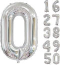 40 inch Silver Number Balloon Giant Foil Helium Balloons Silver Number 0 Balloon for Birthday Party Anniversary Decorations Supplies