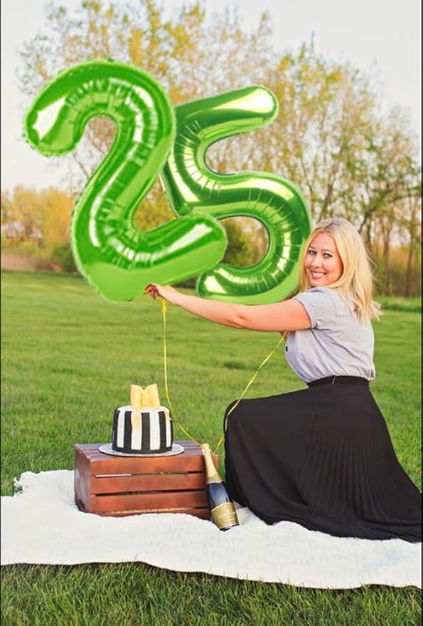 Balloon Numbers 40 Inch 5 Ballon for 5th Birthday Decorations, 15 25 35 50 Big Light Green Number Balloons for Wedding Photo Shoot Party Decor