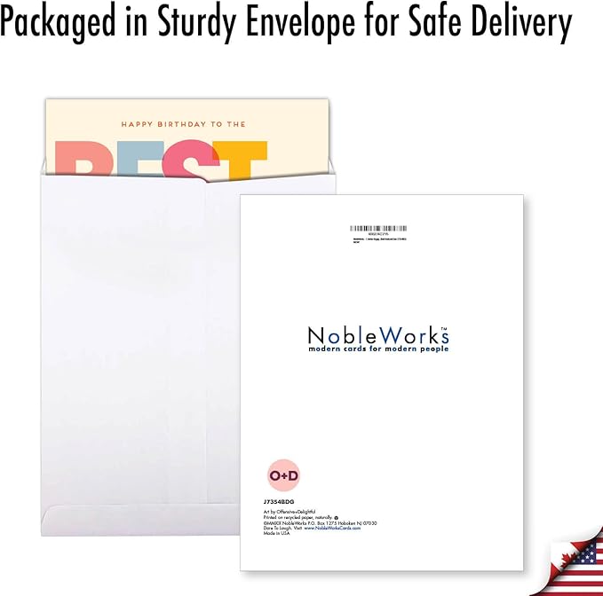 NobleWorks - 1 Jumbo Happy Birthday Card for Husband (8.5 x 11 Inch) - Big Humor Stationery for Birthdays - Best Husband Ever J7354BDG