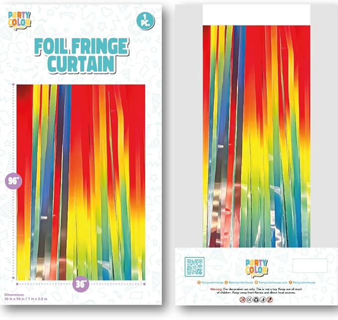 Pack of 2 Rainbow Fringe Curtains – Rainbow Tinsel Backdrop for Photo Booth, Birthday, Wedding, Baby Shower, Bachelorette, Christmas & Holiday Party Decorations