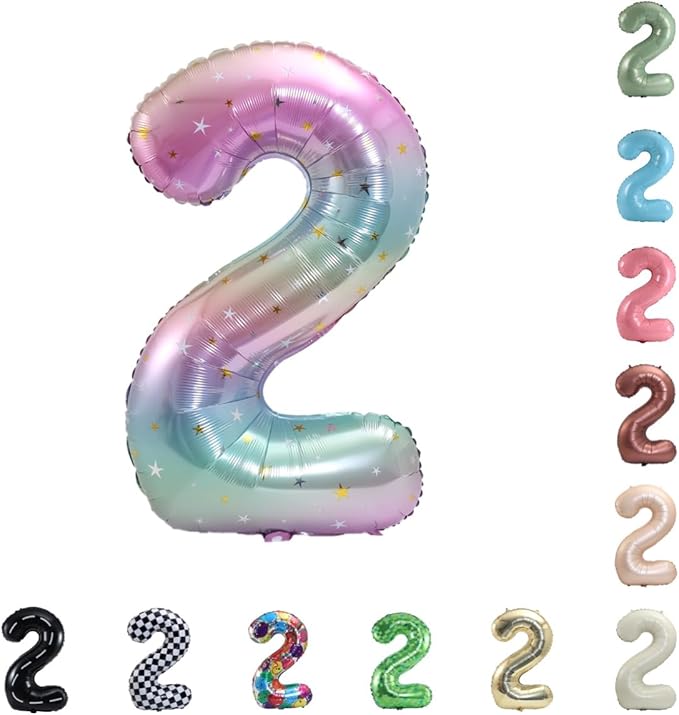 40 Inch Large Foil Helium Number Balloon Birthday Wedding Party 0-9 (Pastel, 2)