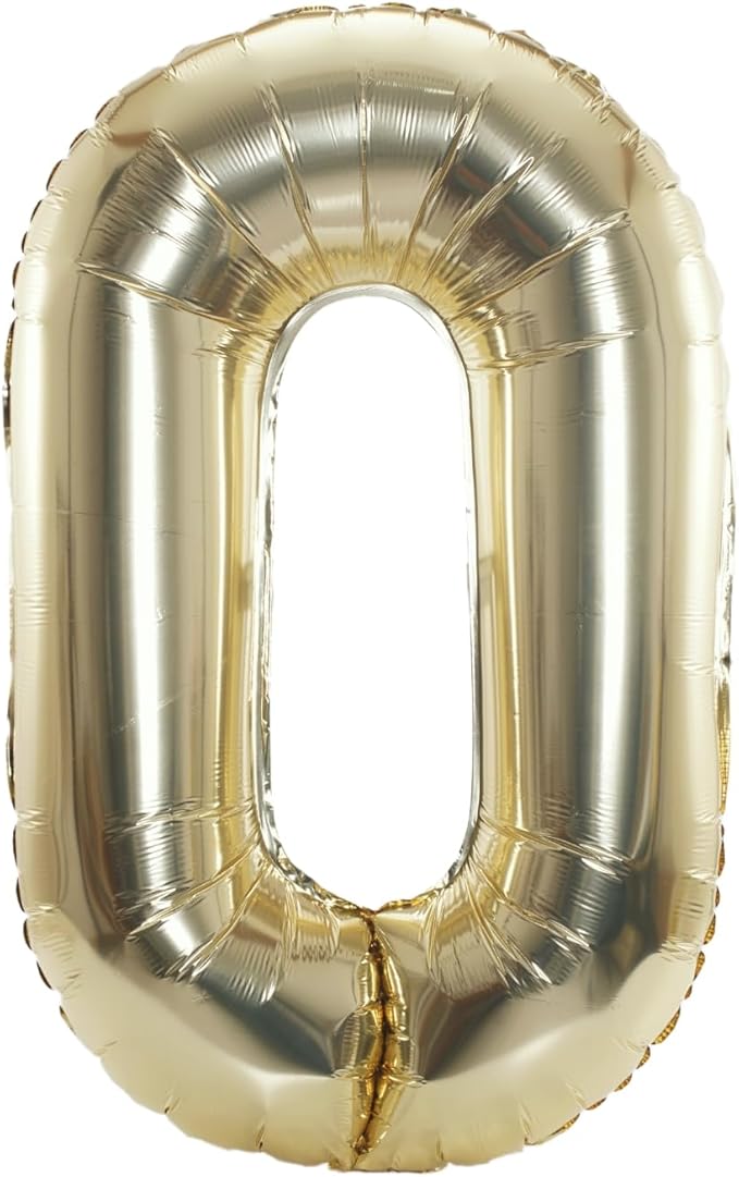 40 Inch Large Foil Helium Number Balloon Birthday Wedding Party 0-9 (Pale Gold, 0)