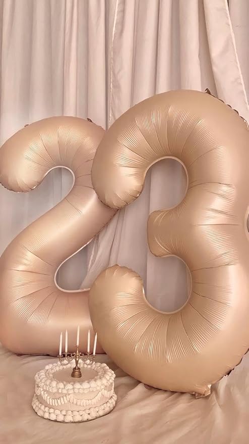 Light Brown 40 Inch Big Number Balloon Birthday Decoration, Number 2 Helium Balloon 12 20 22 23 24 26 2026 New Years Celebration, Boy Girl Baby Anniversary Party Graduations Supplies Decorations