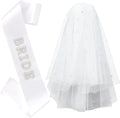Bride to Be Set: Pearl-Trimmed Heart Sunglasses, Pearl BRIDE Sash & Tulle Veil - Bachelorette Party Bridal Accessories