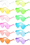 12 Pairs Heart Shaped Sunglasses Rimless Star Glasses for Men Women Party Favors Fun Colorful Glasses Accessories