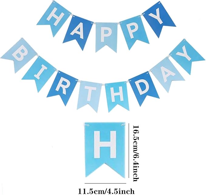 Happy Birthday Gradient Blue Banner Decoration Party Supplies