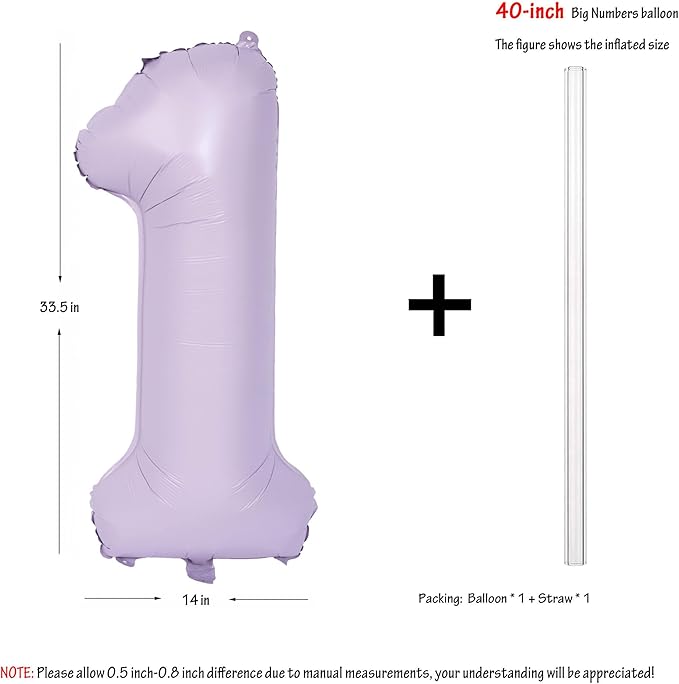 40 In Matte Purple Number Balloons Helium Foil Mylar Balloon Birthday Party banquet Decoration Digital 1