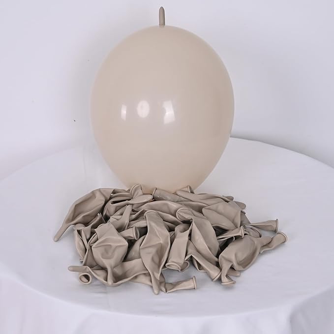 Beige Quick Link Balloons - 60PCS Linking Balloons for Wedding, Birthday, Baby Shower, Engagement, Graduation Party Decorations (10inch)