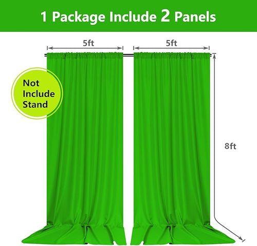 10ft x 8ft Green Screen Backdrop for Photography, High Density Backdrop Curtains, Backdrops for Photoshoot for Photography, Video Calls, Streaming, Gaming, Greenscreen Background, 5ft x 8ft, 2 Panels