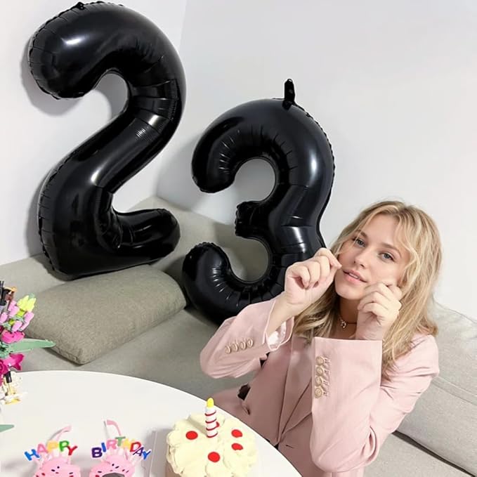40 inch Black 3 Number Balloon Giant Foil Helium Balloons Black Large Digital Balloon 3 Number 3 Balloons for 3rd Birthday Party Decorations Anniversary Events Decoration Supplies