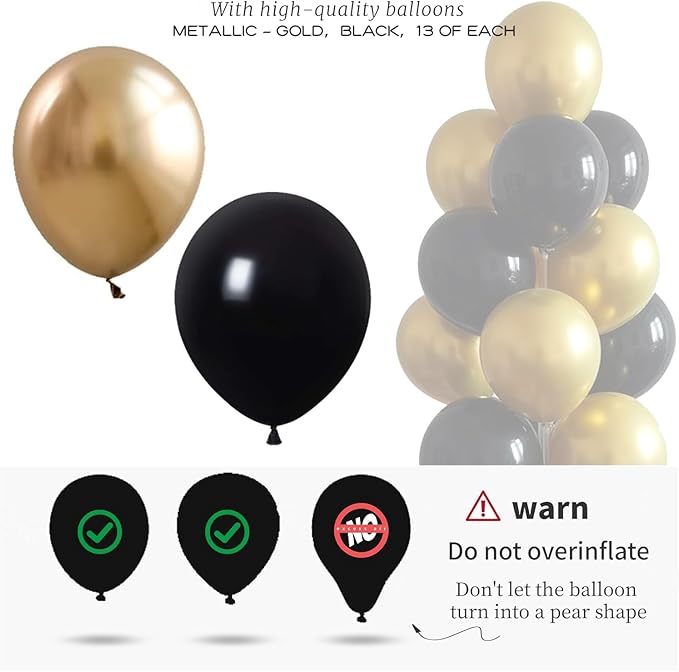 Balloon Column Kit for Floor-Balloon Columns with Stand, Base and Pole,Balloon Tower Backdrop Decoration for Wedding, Baby Shower, Birthday Party, or Bachelorette Parties (Black Gold)