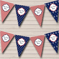 White Blue Red Nautical Sea Anchor Chevron Personalized Birthday Party Bunting - Hanging Party Decoration - Birthday Party Banner Garland | Decorative Party Supplies