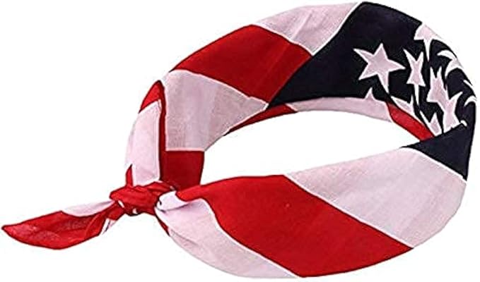 Red White and Blue American Flag Bandana Headband USA for Men and Women - Neck and Face Scarf Head Wrap