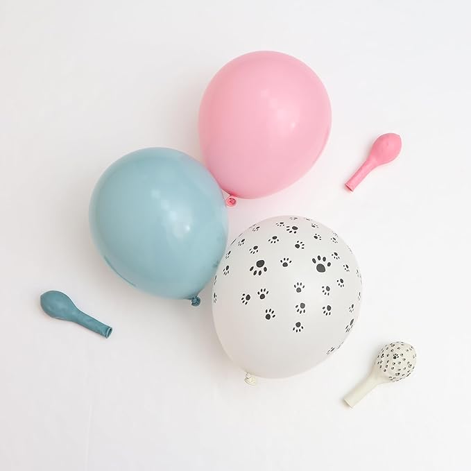 Balloon Combination,99 PCS Dusty Blue Pink Cat Theme Party Balloons Garland Kit with Cat Paw Foil Balloon Arch Kit for Birthday Baby Shower Party Wedding Home Party Summer Party Decorations