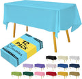 Premium Disposable Table Cloth - 12 Pack, 54 x 108 Inch Table Cloths for Parties, Decorative Tablecloths for Rectangle Tables, Red Plastic Table Cover, Leakproof & Sturdy, Sky Blue