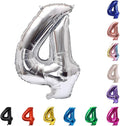 YPSelected 32 Inch Large Foil Helium Number Balloon Birthday Wedding Party 0-9 (Silver, 4)