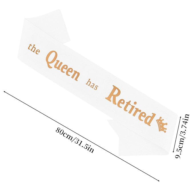 Retirement Party Decorations Gifts For Women Retirement Sash The Queen Has Retired Sash Party Favors Supplies White Glitter