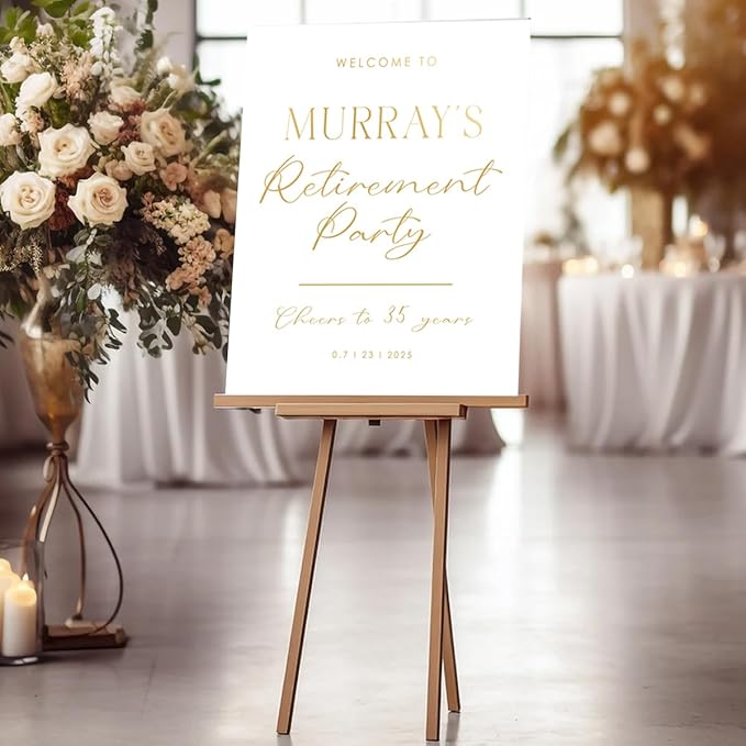 Custom Modern Retirement Party Welcome Sign, Minimal Retirement Celebration Yard Sign, Elegant White Retired Party Decor, Customizable Name & Date - Multiple Sizes