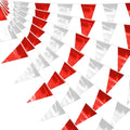 32.8FT Red Silver Glitter Triangle Pennant Banner Flag Metallic Bunting Outdoor Garland for Christmas Graduation Wedding Engagement Anniversary Bachelorette Bridal Shower Valentine's Party Decor