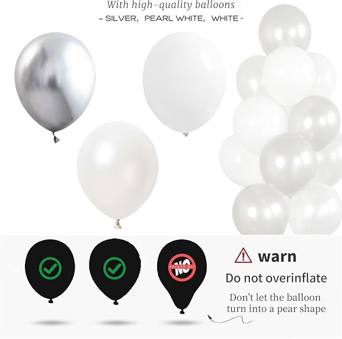 Balloon Column Kit for Floor-Balloon Columns with Stand, Base and Pole,Balloon Tower Backdrop Decoration for Wedding, Baby Shower, Birthday Party, or Bachelorette Parties (Silver White)