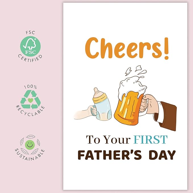 UUEFKTN Funny First fathers Day Cards Gifts for Dad, Cute 1st fathers Day Card Gift for Husband, New Dad Birthday for Husband, Ideal Gift for New Father