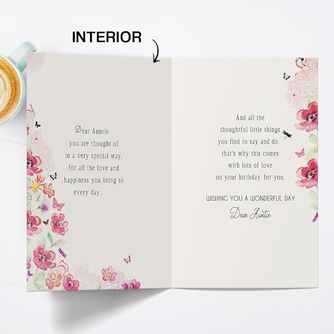 Birthday Card for Aunt,Unique Auntie Gifts from Nephew Niece,Thick Card Stock with Premium Envelope 5.3in x 8in