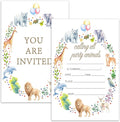 Jungle Safari Birthday Party Invitation Cards For Girls Boys Kids, Calling All Animals Birthday Party Supplies Favors, 20 Fill-In Invitation Cards with Envelopes -29