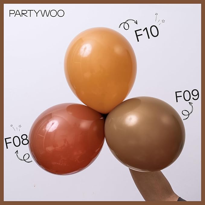 PartyWoo Dark Brown Balloons 140pcs Different Sizes of 18 12 10 5 Inch Boho Neutral Coffee Tan Balloon Arch Kit Garland for Birthday Boy Baby Shower Jungle Safari Fall Party Decorations Brown-F08