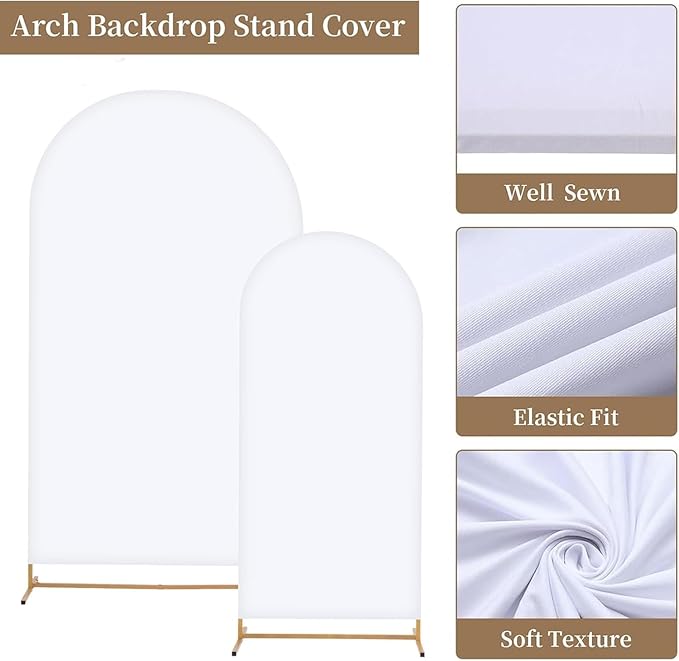 Metal Arch Backdrop Stand and Cover Set, 8FT, 6.6FT Party Backdrop, Easy to Assemble, Backdrop Stand for Parties, Birthday, Baby Shower