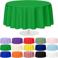 Mulbozy 12 Pack Green Round Tablecloth, 84 Inches Plastic Table Cover, Premium Disposable Round Party Tablecloth for Restaurant Dinners, Wedding, Grad Party, Baby Shower, Outdoor Camping