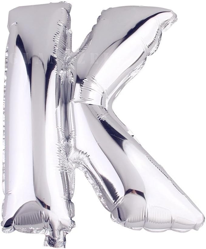 Glanzzeit 16 Inch Silver Foil Balloons Letters A to Z Numbers 0 to 9 for Prom Wedding Birthday Party Decor (Letter K)
