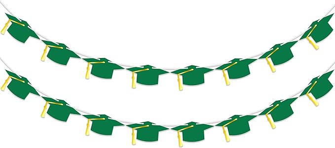 16PCS Green 2025 Graduation Banner, Class of 2025 Banner, Glitter Congrats Grad Banner, High School College Graduation Party Decorations Supplies Decor