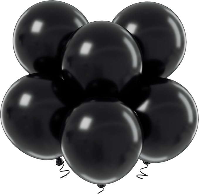 18 Inch Black Balloons - 35Pcs Large Thick Balloons Big Round Black Latex Balloon for Birthday Baby Shower Wedding Graduation Summer Themed Party Decorations
