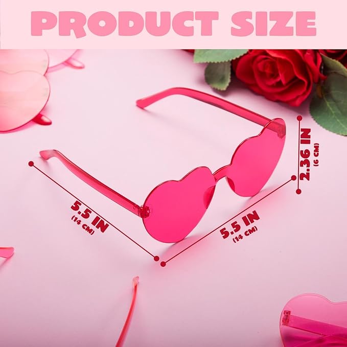 JOYIN 12 Packs Valentine's Day Plum Pink and Rose Red Heart Shaped Sunglasses, Classroom Exchange Gift for Kids, Classroom Holiday Prizes, Sunglasses for Women and Girl