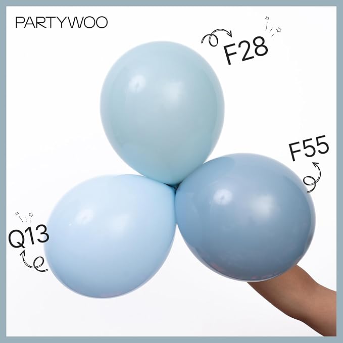 PartyWoo Dusty Blue Balloons 155pcs Different Sizes of 18 12 10 5 Inch Light Blue Aqua Boho Balloon Arch Kit Garland for Graduation Baby Shower Gender Reveal Birthday Party Decorations Blue-F28