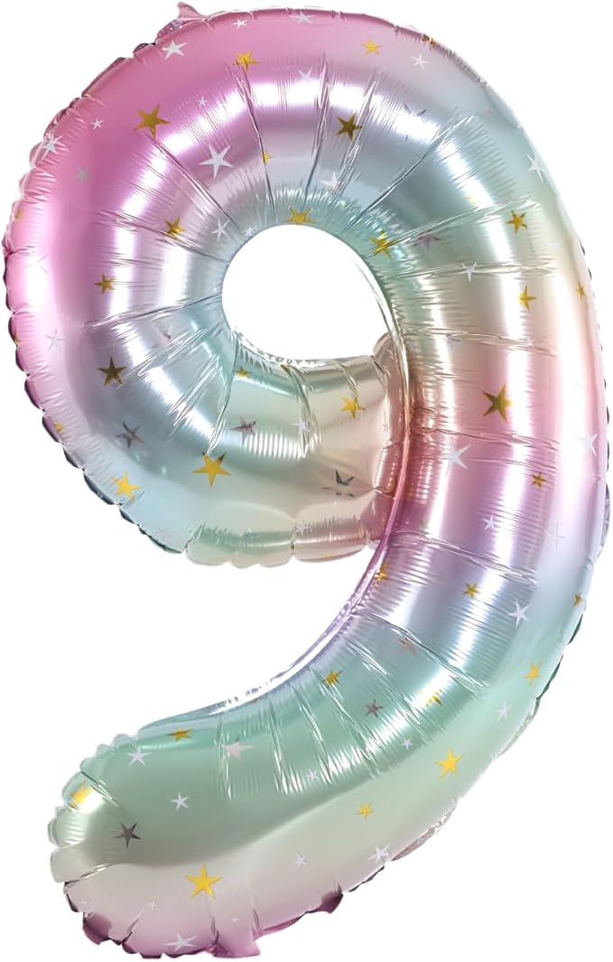 40 Inch Large Foil Helium Number Balloon Birthday Wedding Party 0-9 (Pastel, 9)