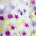 Party Decorations 52 Ft Big Star Garland Circle Dots Garland Paper Backdrop Streamer for Graduation Birthday Bachelorette Engagement Wedding Bridal Shower Baby Shower (Purple Set)