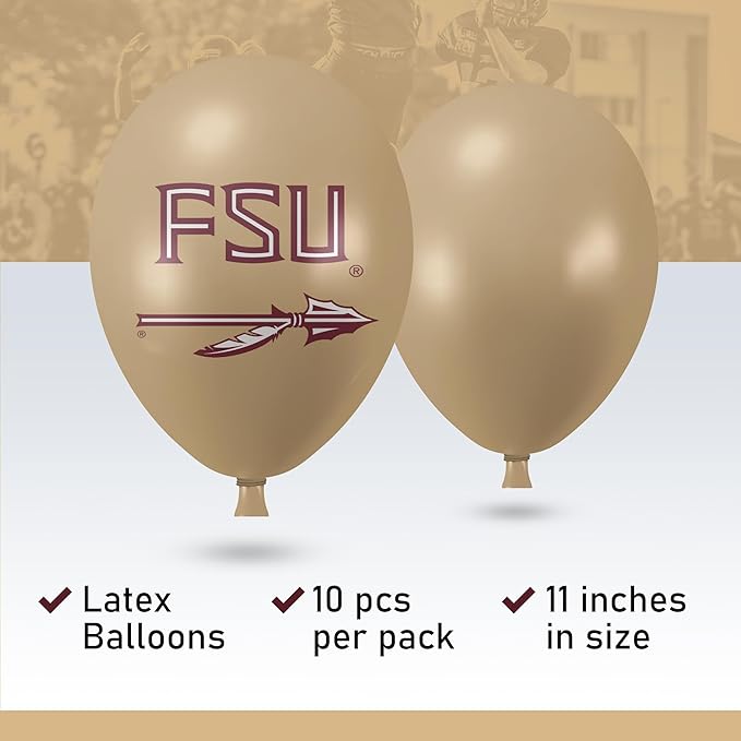 Florida State Seminoles Balloons 10 Pack 11" Official Licensed Logos, Helium Quality Latex Balloons, Perfect for College Football Team Celebration, Decorated Front and Back by Westrick
